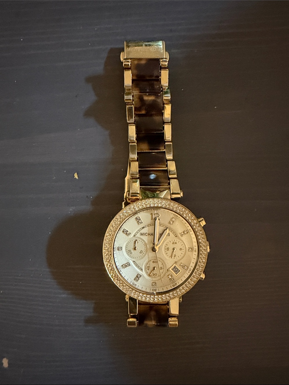 Michael Kors Gold and Tortoiseshell Crystal-Accent Women's Watch
